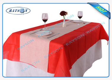 Merah muda Merah Non Woven Tablecloth Vinyl Table Covers Serbet Label Pelanggan
